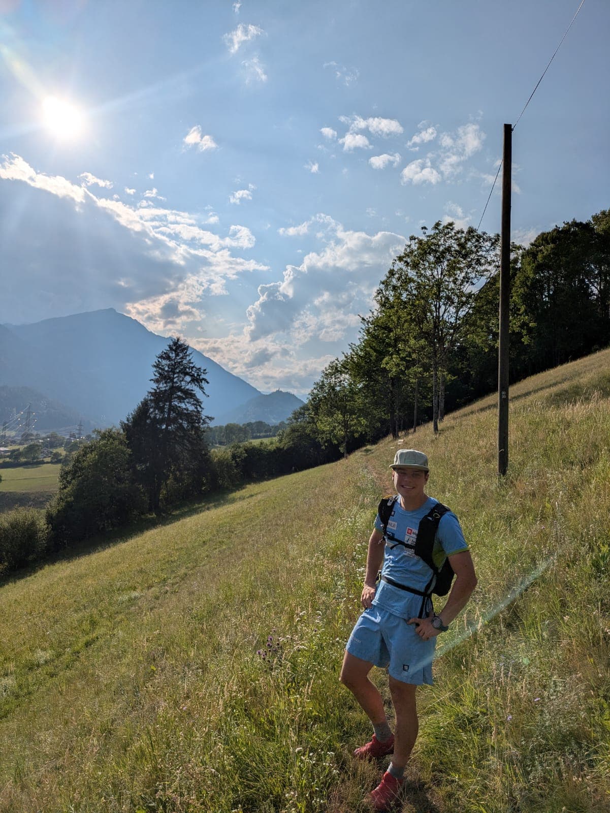 Jaka Marinko on a mountain trail on a summer evening